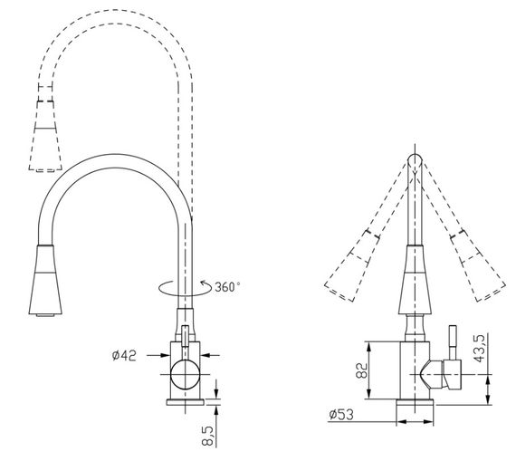 Змішувач для кухні Lidz Aria 015F31 з гнучким виливом LDARI015F31GNK31871 | Зображення 1