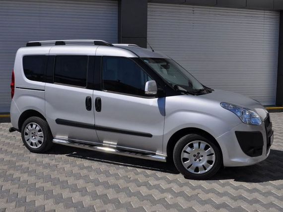 Бічні труби (2 шт., нерж.) 70мм, Стандартна база для Fiat Doblo III 2010-2022 рр