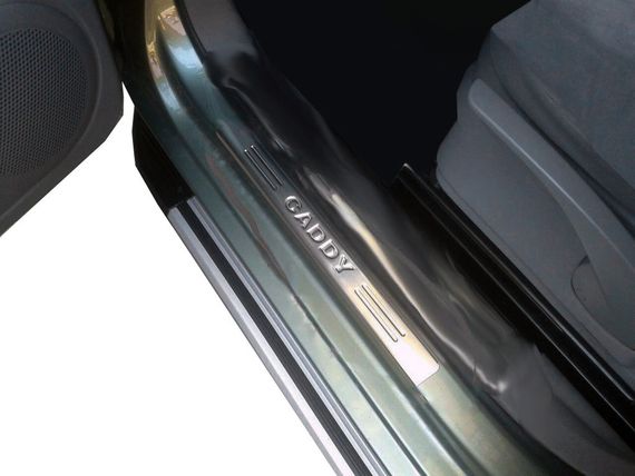 Накладки на дверні пороги OmsaLine (2 шт., нерж) для Volkswagen Caddy 2004-2010 рр | Зображення 2