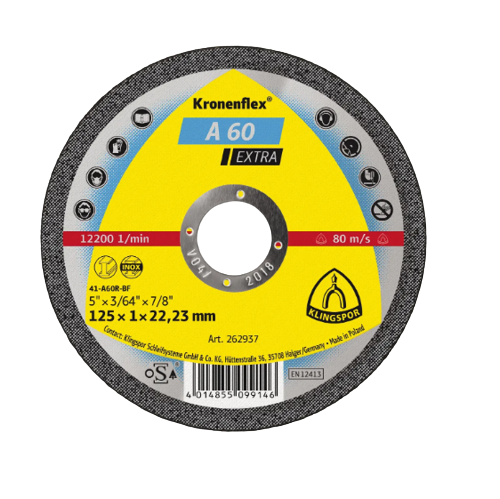 Круг відрізний по металу d125мм*1,0*22,23мм 60A Extra Klingspor