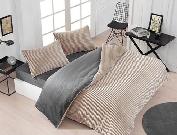 Комплект бархатного постельного белья Merinos Eternity 160×220 см. Bej