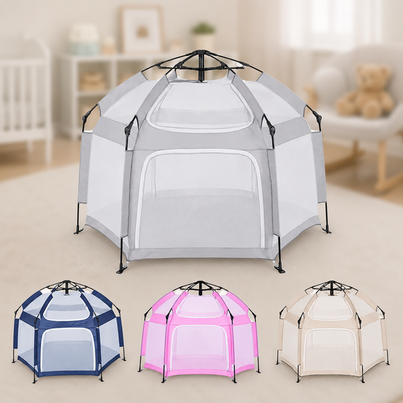 Автоматическая палатка-манеж с москитными сетками / Детский манеж для улицы и дома 146х127х110 см