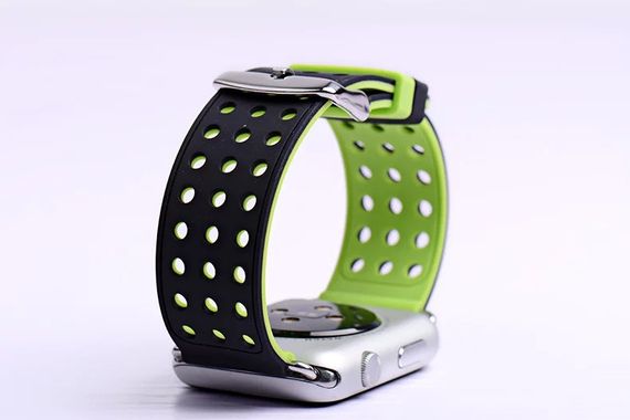 Подвійний ремінець з перфорацією Primo для Apple Watch 38mm / 40mm / 41mm - Black&Green | Зображення 2