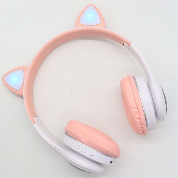 Навушники бездротові з котячими вушками VZV-23M, Рожеві / Дитячі навушники з мікрофоном та кольоровим підсвічуванням / Bluetooth | Зображення 5