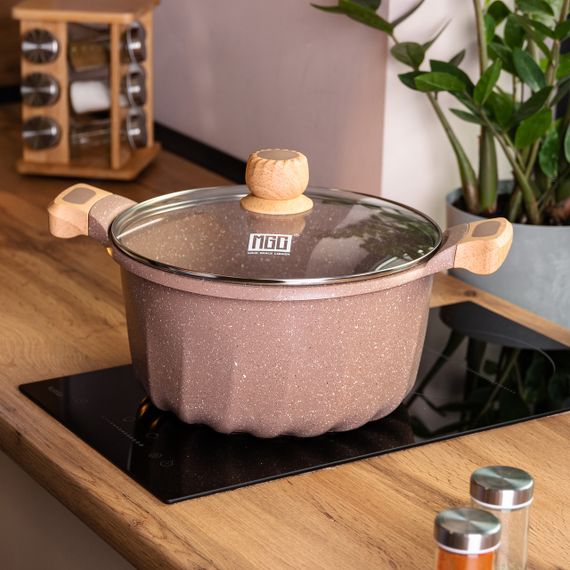 Алюмінієва каструля (8 л), Ø28 см, з кришкою, з антипригарним покриттям MGC HP-4-434CO | Зображення 4