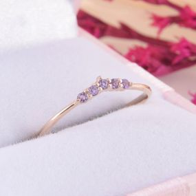 Кольцо из красного золота с аметистами 19