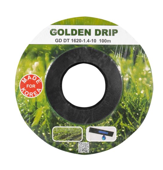 Капельная лента 8 mil шаг 10см бухта 100 метров эмитерная GOLDEN DRIP