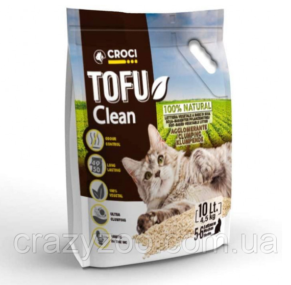 Наповнювач для котячого туалету Croci Tofu Clean соєвий тофу 10 л С4025812