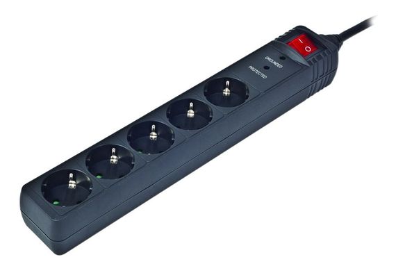 Мережевий фільтр  Energenie SPG5-C-10, 3 м кабель, чорного кольору, 5 розеток