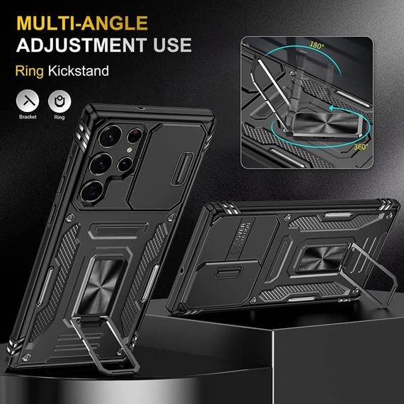 Ударопрочный чехол Camshield Army Ring для Samsung Galaxy S23 Ultra Черный / Black | Зображення 3