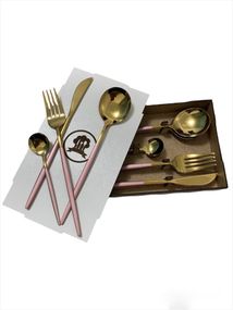 Набор столовых приборов Kitchen розовый на 6 персон