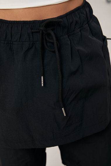 Жіночі штани з плащівки зі спідницею - чорний цвет, ONE SIZE (є розміри) | Зображення 3