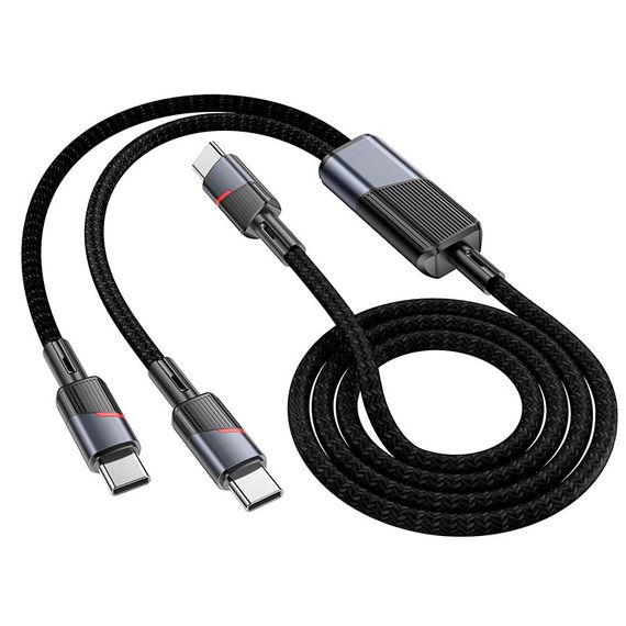 Дата кабель Hoco U139 2in1 Type-C to Type-C/Type-C 100W (1.2m) Black | Зображення 2