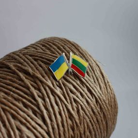 Значок Dobroznak Прапори України Литви 26х17 мм (#5662)