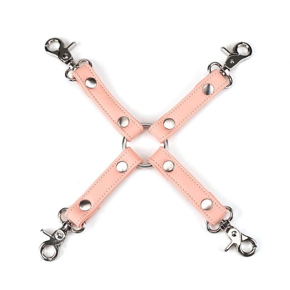 Хрестовина для фіксації Liebe Seele Dark Candy Pink Hogtie, з кільцем, 4 карабіни