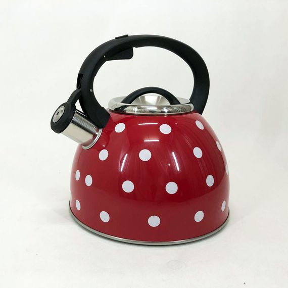 Чайник із свистком для газової плити Unique UN-5301 2,5л горошок. FG-892 Колір: червоний | Зображення 3
