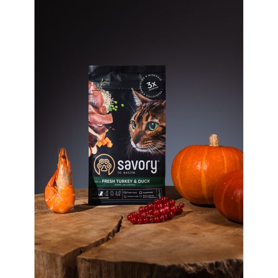 Корм сухий Savory Adult Cat Gourmand Fresh Turkey and Duck для дорослих котів зі свіжою індичкою і качкою 400 г | Зображення 6