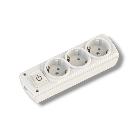 Колодка електрична для подовжувача Mutlusan, 3 гнізда, 16 А, із заземленням, з вимикачем (арт.49-11-23)