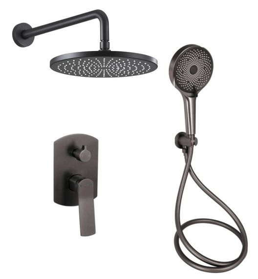 Душова система універсальна Qtap Slavonice Gunmetal Black PVD прихованого монтажу QTSLA113GMB45899