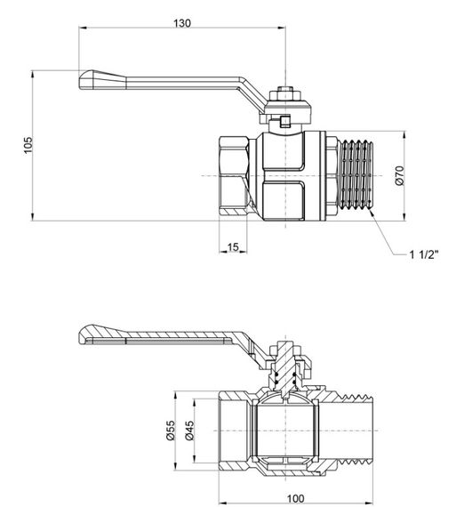 Кран кульовий Icma 1" 1/2 прямий №352 (87352AH11) | Зображення 1