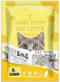 Бентонітовий наповнювач GLORY PENNY для котячого туалету з ароматом лимона 5 л.