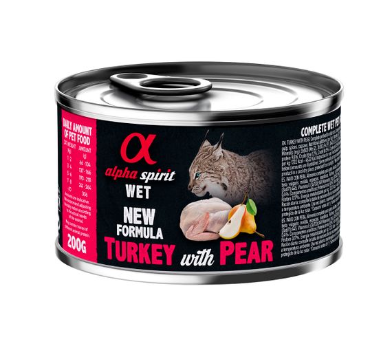 Корм Alpha Spirit Turkey with Pear for Adult Cats влажный с индейкой для взрослых котов 200 гр