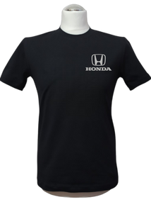 Мужская футболка трикотажная черный с вышивкой логотипа марки хонда Honda автомобилисту 72
