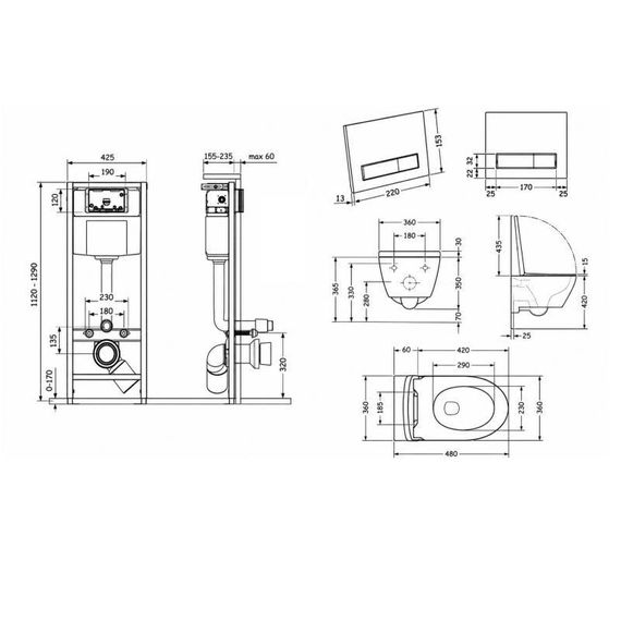 Готовое решение Qtap для ванной комнаты: подвесной унитаз Jay Ultra Quiet 485x360x320 + комплект инсталляции Nest 4 в 1 (линейная | Зображення 1