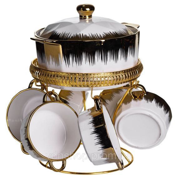 Суповий сервіз на 6 персон супниця 2 (л) на підставці з бульйонницями 300 (мл) тарілки для супу ML-T35