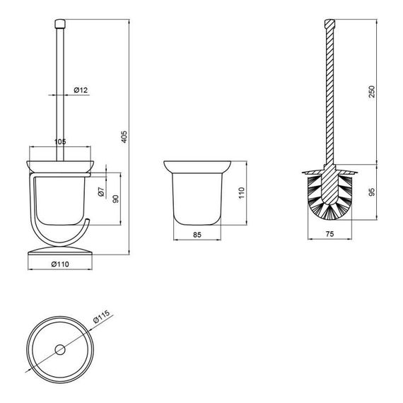 Ёршик Lidz Oreo 0503 напольный (матовое стекло) LDORE0503CRM22324 Chrome | Зображення 1