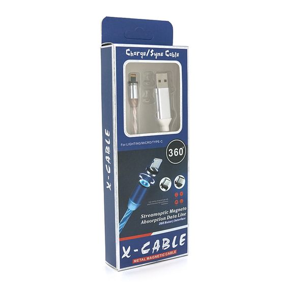 Магнітний кабель світиться USB 2.0 / Lighting, 1m, 2А, Silver | Зображення 2
