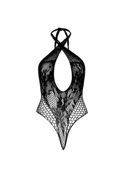 Мереживне тедді Leg Avenue Lace and net halter teddy One size Black, глибокий виріз, халтер sexstyle | Зображення 6