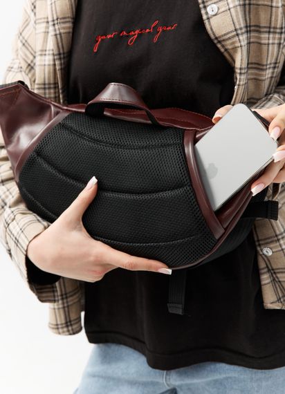 Велика жіноча поясна сумка бананка Sambag DynamicDart марсала 38 × 21 × 7 см (80411120) | Зображення 4