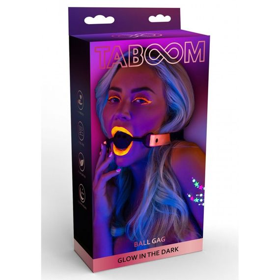 Кляп, що світиться в темряві Taboom Ball Gag, рожево-чорний | Зображення 3