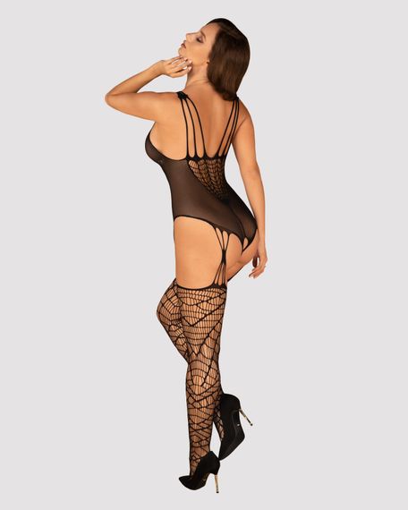 Ажурний бодістокінг під павутину Obsessive Bodystocking G325 black S/M/L, чорний, комбінезон, імітац | Зображення 3
