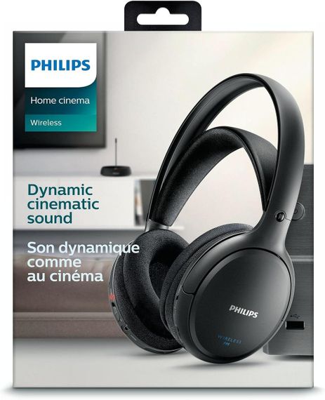 Бездротові Hi-Fi навушники Philips повнорозмірні радіоннавушники для ТВ телевізора музики бездротові до 100м з радіоканалом, чорні | Зображення 1