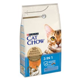 Cat Chow® Feline. З індичкою. Сухий повнораціонний корм для дорослих котів з формулою потрійної дії 3 в 1 1.5 кг