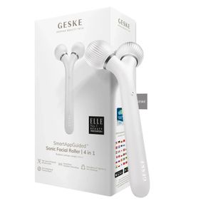 Електронний ультразвуковий ролик для обличчя GESKE Sonic Facial Roller 4в1 gray, Білий