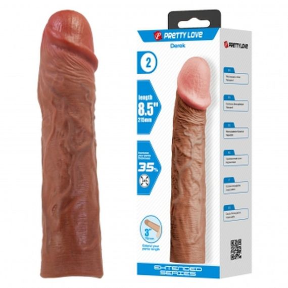 Подовжуюча насадка презерватив Pretty Love - Derek 8,5" Brown, BI-026269-1 Sex Aura | Зображення 1