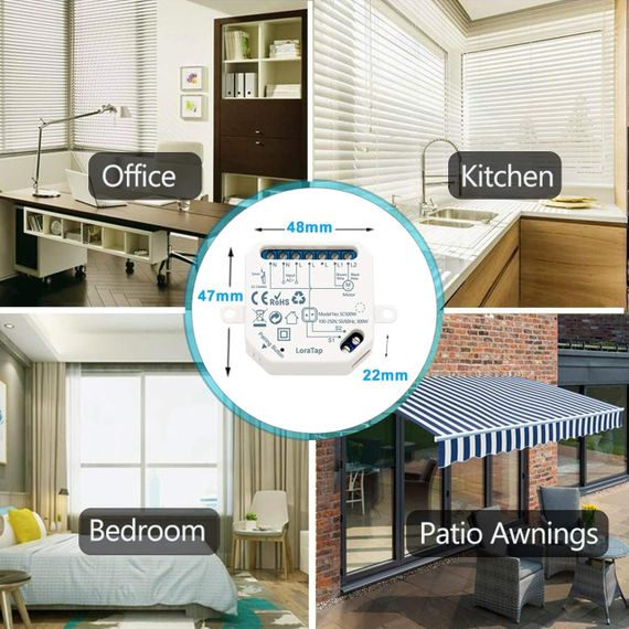 LoraTap SC500W - Умный выключатель WiFi для электрических жалюзи с приложением Smart Life (4 штуки) | Зображення 5