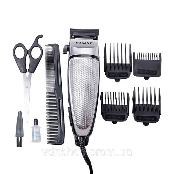 Машинка для стрижки волосся Sokany SK-4643 електрична універсальна 4 насадки Срібляста | Зображення 3