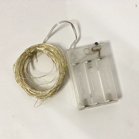 Гирлянда светодиодная роса на батарейках розовая, провод NJ-157 прозрачный, 5м