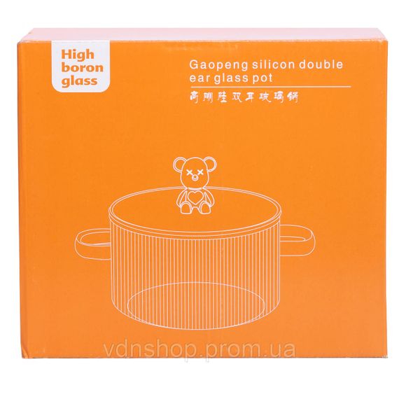 Скляна каструля прозора з кришкою 1.5 (л) жаростійка HP-33-2 | Зображення 4