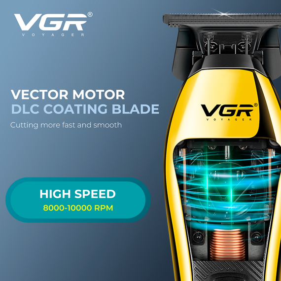 Триммер для стрижки аккумуляторный VGR V-994 с умным контролем мощности, 3 насадки, 10000 RPM, 2000 mAh | Зображення 6