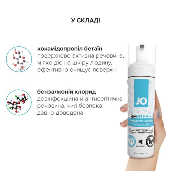 М’яка пінка для очищення іграшок JO REFRESH (207 мл) дезінфікує, проникає глибоко | Зображення 4