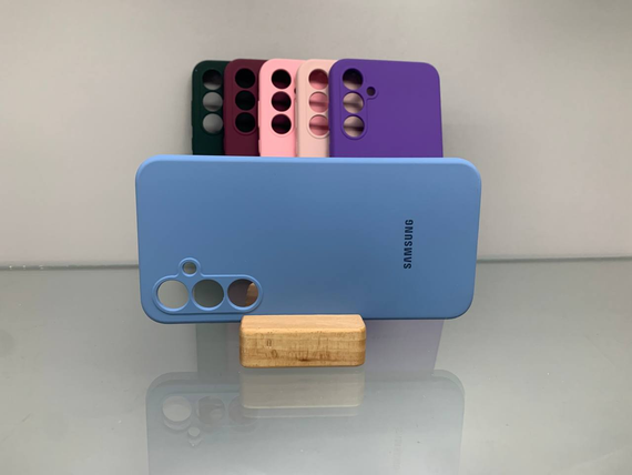 Samsung A35 Протиударний чохол з логотипом софт тач голубий