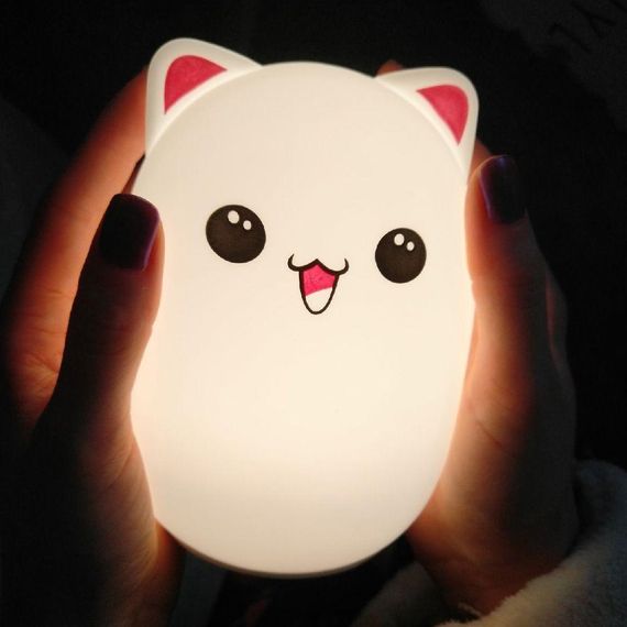 Силіконовий нічник "Котик" з USB, 7 режимів / Дитячий LED світильник / Сенсорний нічник в дитячу кімнату | Зображення 1