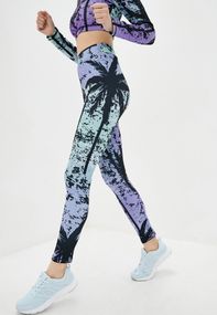Спортивні легінси 4Profi з принтом "Тропік"зелений/фіолет розмір L дайвінг 15896