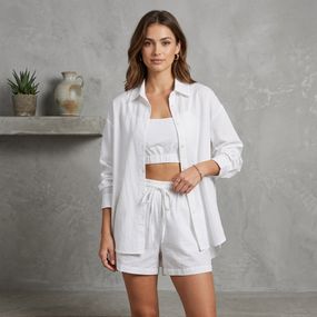Костюм жіночий літній трійка сорочка з майкою та шорти Fashion 6931 20582 білий