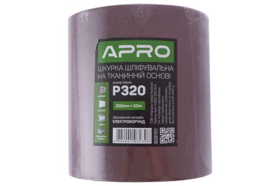 Шлифовальная шкурка Apro - 200 мм x 50 м x P320 тканевая (828151) | Зображення 4